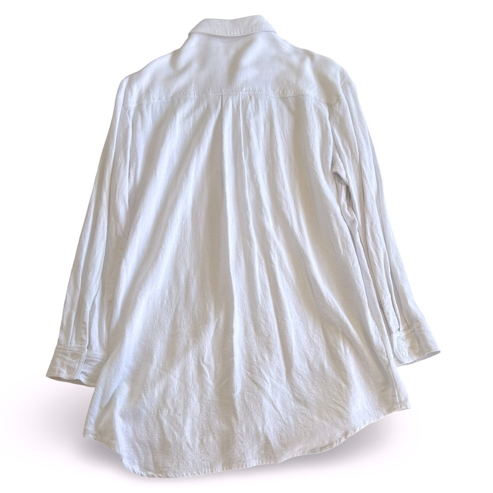 NWOT Esmée Collections textured oversized linen crisp white Button down Shirt S - Picture 2 of 10